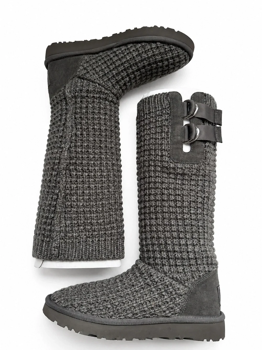 UGG Classic Solene Tall Knit Boots Charcoal Grey Size 7 BNWT Box